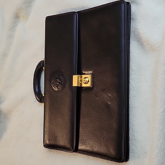 Versace Bags Vintage 99s Gianni Versace Black Leather Briefcase Poshmark